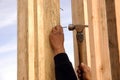 Hispanic carpenter pounding Royalty Free Stock Photo