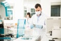 Hispanic chemists working in a lab Royalty Free Stock Photo