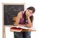 Hispanic college student woman studying math exam Royalty Free Stock Photo