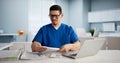 Hispanic Doctor Reads Shocking Invoice Royalty Free Stock Photo