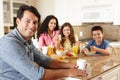 Hispanic family eating breakfast Royalty Free Stock Photo