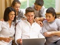 Hispanic family at home shopping online Royalty Free Stock Photo