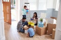 Hispanic Family Moving Into New Home Royalty Free Stock Photo