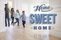 Hispanic Family In Their New Home Sweet Home Royalty Free Stock Photo