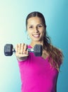 Hispanic Fitness Woman Lifting Weights Royalty Free Stock Photo