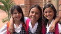 Hispanic Girl Students And Friendship Wearing School Uniforms Royalty Free Stock Photo