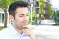 Hispanic guy in a blue shirt Royalty Free Stock Photo