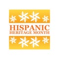 Hispanic,heritage month. Isolated header design element for promotional banner, orange emblem with floral element