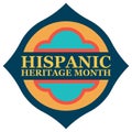 Hispanic,heritage month. Isolated header design element for promotional banner, orange emblem
