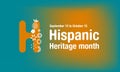 Hispanic Heritage Month. National Hispanic Heritage Month text, Papel Picado pattern, Spanish pattern