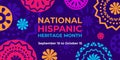 Hispanic heritage month. Vector web banner, poster, card for social media, networks. Greeting with national Hispanic heritage Royalty Free Stock Photo