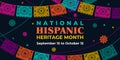 Hispanic heritage month. Vector web banner, poster, card for social media, networks. Greeting with national Hispanic heritage