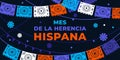 Hispanic heritage month. Vector web banner, poster, card for social media, networks. Greeting in Spanish Mes de la herencia Royalty Free Stock Photo