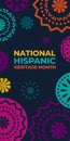 Hispanic heritage month. Vertical vector web banner, poster, card for social media. Greeting with national Hispanic heritage month Royalty Free Stock Photo