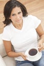 Hispanic Latina Woman Drinking Tea or Coffee Royalty Free Stock Photo