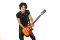 Hispanic male guitarist teen isolated Royalty Free Stock Photo