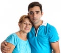 Hispanic man hugging his mother Royalty Free Stock Photo