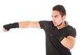 Hispanic man martial arts fighter wearing black Royalty Free Stock Photo