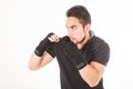 Hispanic man martial arts fighter wearing black Royalty Free Stock Photo