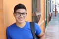 Hispanic man wearing glasses portrait Royalty Free Stock Photo