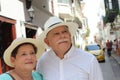 Hispanic senior couple with copy space Royalty Free Stock Photo