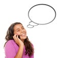 Hispanic Teen Girl on Phone Blank Thought Bubble Royalty Free Stock Photo