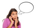 Hispanic Teen Girl on Phone, Blank Thought Bubble Royalty Free Stock Photo