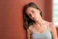 Hispanic teenage girl with a serious expression Royalty Free Stock Photo