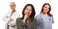 Hispanic Woman with Female Doctor and Nurse Royalty Free Stock Photo