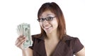 Hispanic Woman Holding Money Royalty Free Stock Photo