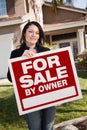 Hispanic Woman Holding For Sale By Owner Sign Royalty Free Stock Photo