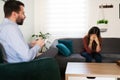 Young woman having a breakdown during a therapy session Royalty Free Stock Photo