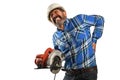 Hispanic Worker Suffering Back Injury Royalty Free Stock Photo