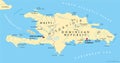 Hispaniola Political Map with Haiti and Dominican Republic Royalty Free Stock Photo