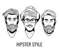 Hispters mens faces hand drawing Royalty Free Stock Photo