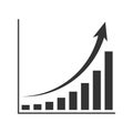 The histogram. Black chart on a white background. Growing chart. Flat illustration