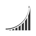 The histogram. Black chart on a white background. Growing chart. Vector illustration