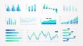 Histogram charts. Business infographic template with stock diagrams and statistic bars, line graphs and charts for Royalty Free Stock Photo