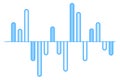 Histogram graph icon. Blue data range representation