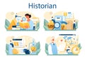 Historian concept set. History science, paleontology, archeology. Royalty Free Stock Photo