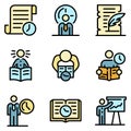 Historian icons set vector flat Royalty Free Stock Photo