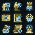 Historian icons set vector neon Royalty Free Stock Photo