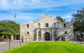 Historic Alamo where the famous battle happened and tourists waiting to enter San Antonio Texas USA 10 18 2012