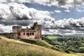 Crichton Castle on a hillside in Midlothian Royalty Free Stock Photo