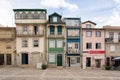 Historic antique colorful houses in the city center of Chaves, in Portugal