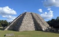 mayapan pyramid in yucatan mexico (mayan ruins on a clear day with no people) Royalty Free Stock Photo