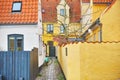 Historic architecture of Dragor. Olld houses in the historical city of Dragoer, Copenhagen, Denmark. Royalty Free Stock Photo