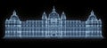 Historic Architecture, Outline. 3D Render Of A Neoclassical Palace With A Central Dome Structure.