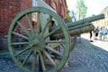 Historic artillery pieces on display, on the grounds of Suomenlinna Fortress, Helsinki, Finland Royalty Free Stock Photo