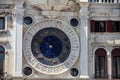 The historic astrological clock face on St Mark\'s Clock tower in Venice (Veneto), Italy, St Mark square